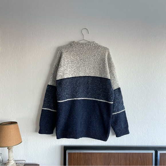 Vintage wool sweater Heavyweight Knit Mock Neck jumper Medium Large - Picture 1 of 4